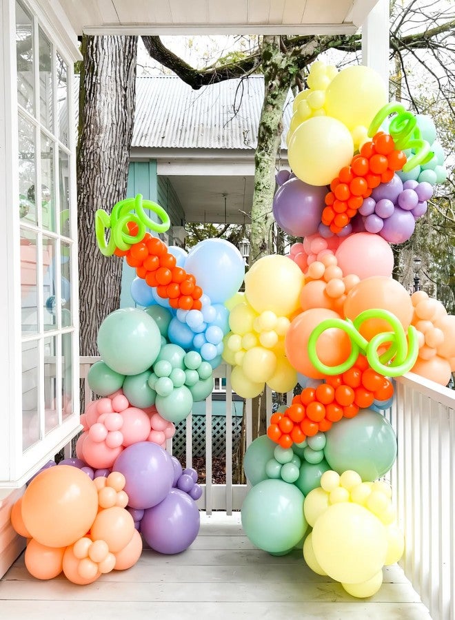 Haolongfa Pastel Rainbow Balloons Arch Garland Kit, Macaron Easter Balloon Arch Kit,18/12/5 In Pastel Spring Balloon Arch for Spring Easter Party Unicorn Birthday Party, Baby Shower Supplies - Image 5